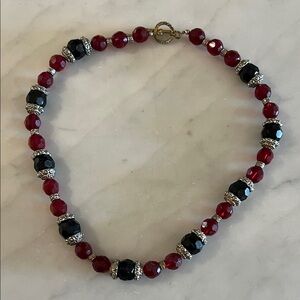 Elegant Red and Black Beaded Choker Necklace